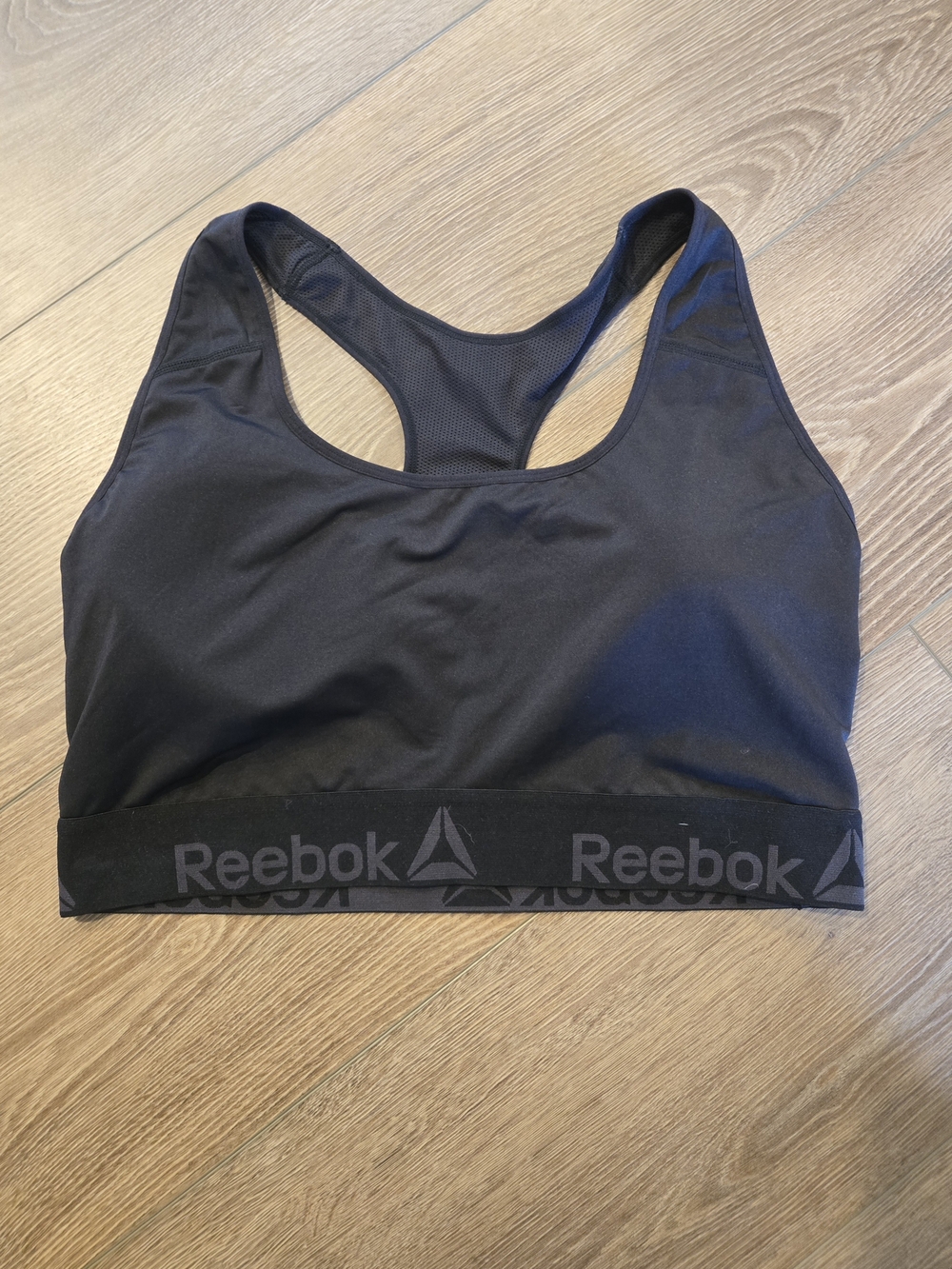 Reebok Black Racerback Sports Bra with Logo Band